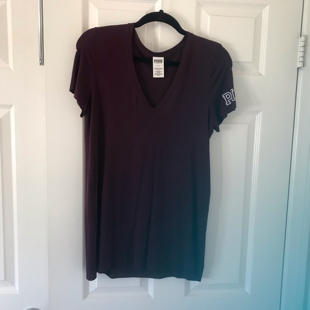 Victoria Secret Pink v- neck Burgundy sleep shirt